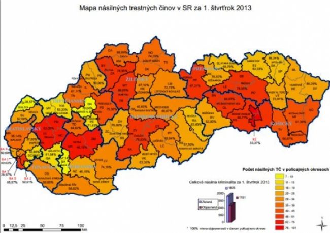 Polícia zverejnila na webe mapy kriminality na Slovensku