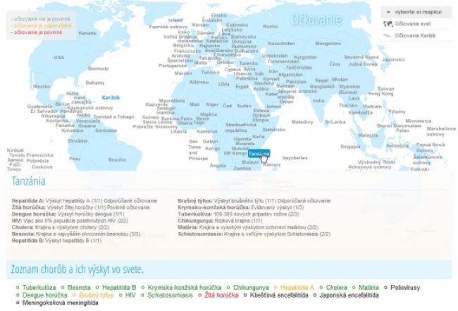 Interaktívna mapa chorôb a očkovania