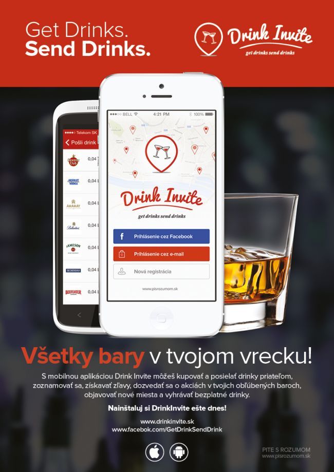 Aplikácia Drink Invite: Pošlite priateľom drink cez smartfón