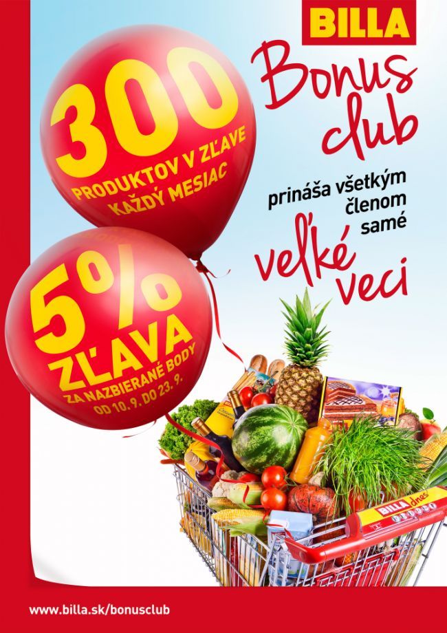 BILLA BONUS CLUB prináša až tristo nových zliav