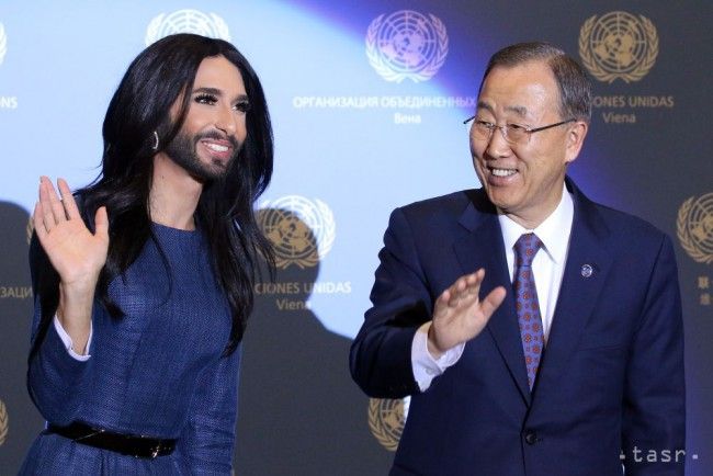 Šéf OSN sa stretol s bradatou speváčkou Conchitou Wurst