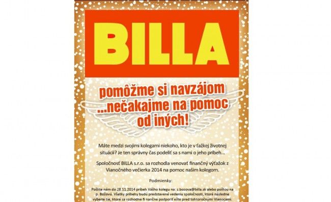 Vianočný BILLAnjel – kolegovia pomáhajú na kolegom