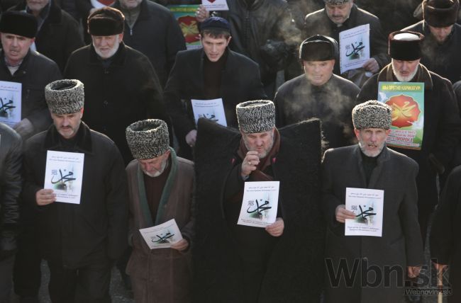 Čečenci protestujú proti karikatúram proroka Mohameda