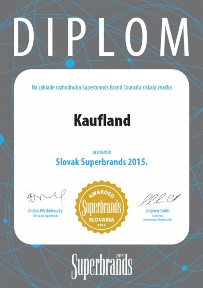 Kaufland získal prestížne ocenenie Slovak Superbrands Award