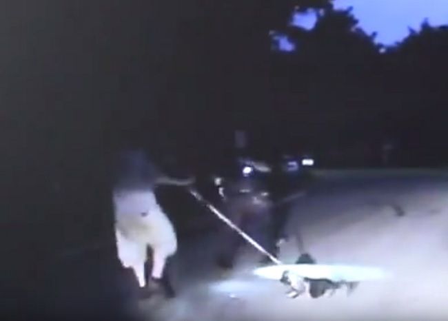 Video: Muž roztočil psa, aby ním udrel policajta