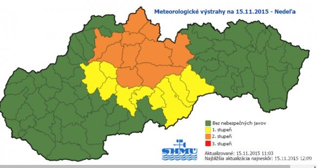SHMÚ varuje pred víchricou na horách stredného a východného Slovenska