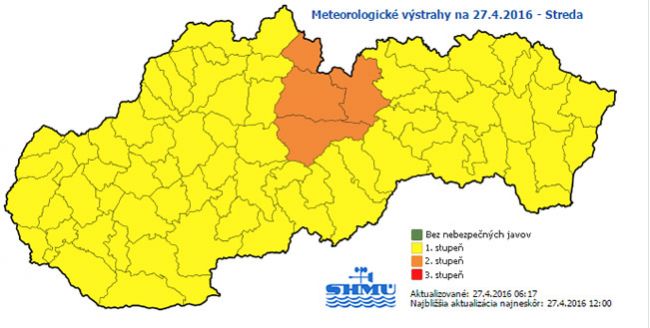 SHMÚ: Varuje pred silným vetrom i prízemným mrazom