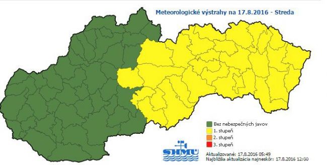 Silný dažď hrozí na viacerých miestach Slovenska