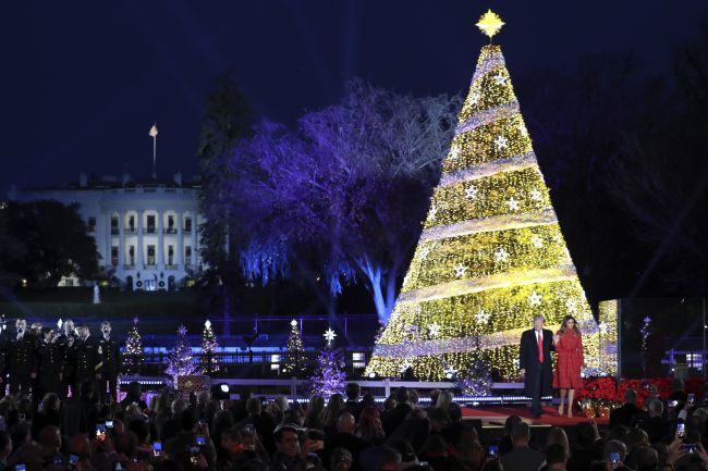 Prezident Trump prvýkrát rozsvietil národný vianočný strom