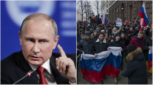 Protestujúci v Moskve pochodovali okolo budovy vlády a kričali "Putin je zlodej!"