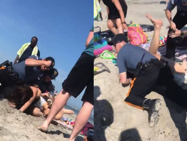 Video: Policajti zbili ženu na pláži. Nevedeli, že ich natáčajú