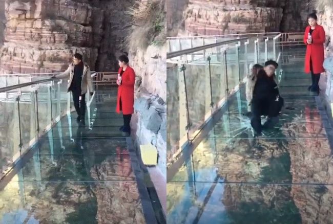 Video: Pod turistom začal praskať sklenený most vo výške viac ako 1000 metrov nad morom
