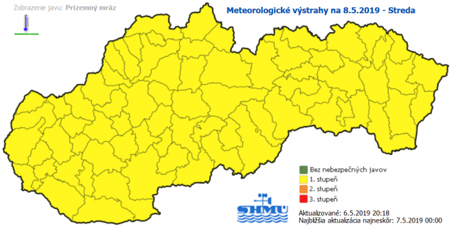 SHMÚ varuje pred silným vetrom a prízemnými mrazmi