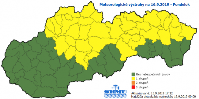 SHMÚ varuje pred prízemným mrazom vo väčšine krajov Slovenska