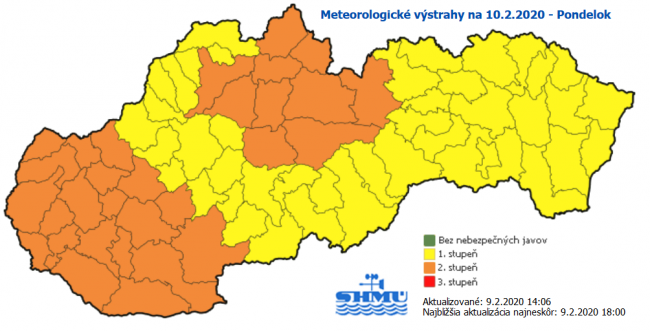 SHMÚ varuje v pondelok pred výraznou zmenou počasia