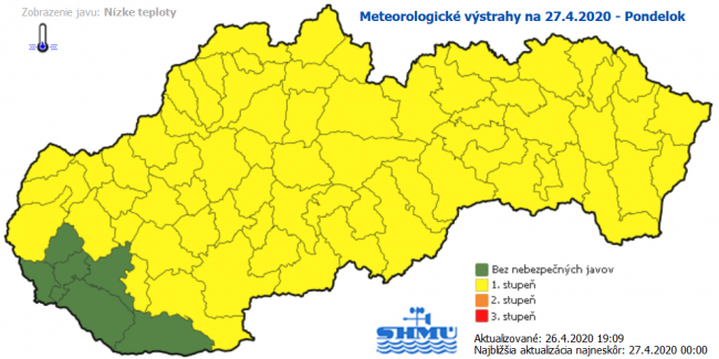 V noci môžu teploty klesnúť k mínus šiestim stupňom Celzia