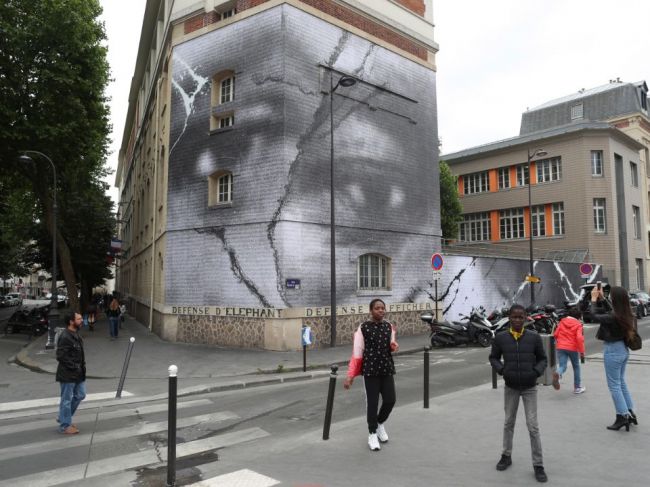 Streetartový umelec odhalil v Paríži nástennú maľbu na počesť Floyda a Traorého