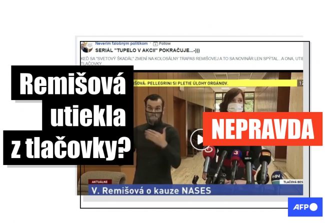 Hoax: Nie, Remišová neutiekla z tlačovky po novinárskych otázkach, video bolo zostrihané