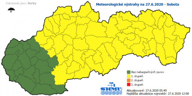 SHMÚ: Väčšinu Slovenska zasiahnu búrky aj počas soboty