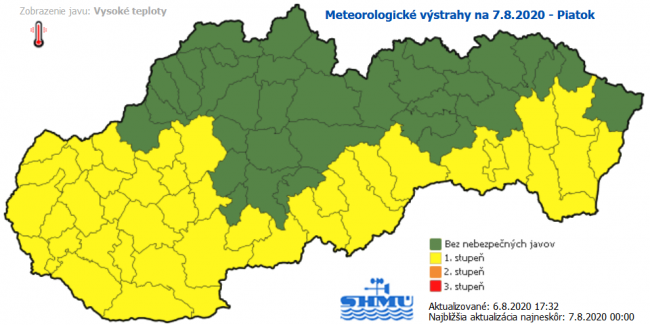 SHMÚ: Na väčšine územia Slovenska bude v piatok horúco