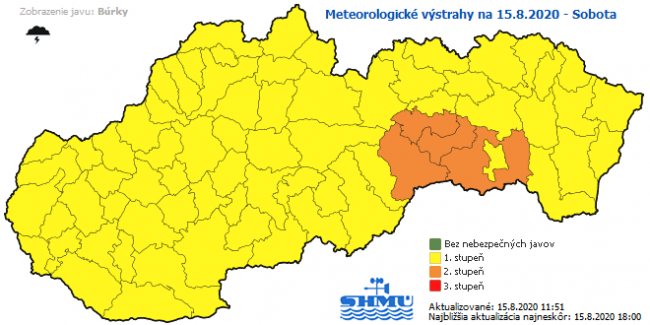 SHMÚ upozorňuje na búrky na celom území Slovenska