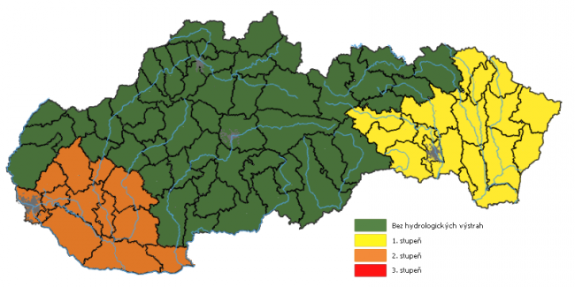 Povodne sa môžu vyskytnúť vo viacerých okresoch Slovenska