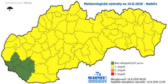 Takmer na celom území Slovenska sa môžu vyskytnúť búrky