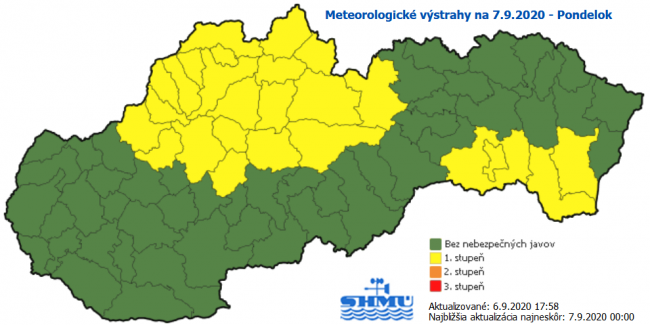SHMÚ: Časť Slovenska môže zasiahnuť výdatnejší dážď