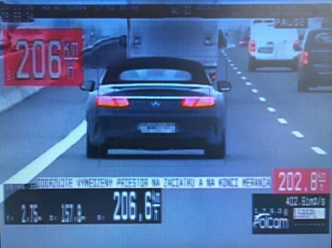 Za 206-kilometrovú rýchlosť na diaľnici dostal vodič 800-eurovú pokutu