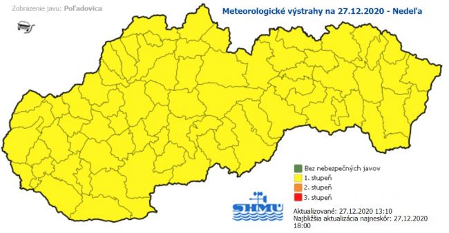 SHMÚ: V nedeľu večer prinesie počasie viacero výstrah