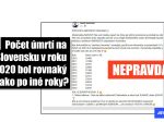 HOAX: Na Facebooku sa šírili nepravdivé štatistiky o počte úmrtí v roku 2020
