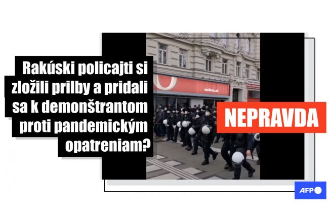 HOAX: Viedenskí policajti si nezložili prilby na znak podpory s protestujúcimi