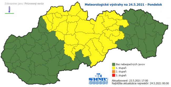 SHMÚ upozorňuje na prízemný mráz