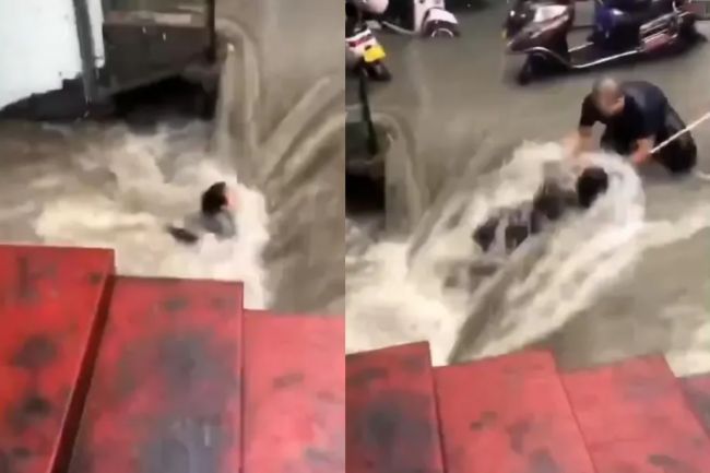 Video: Neuveriteľná záchrany ženy pred povodňou