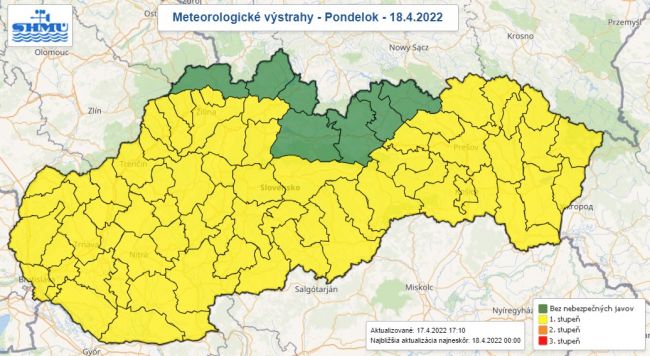 SHMÚ: V noci a ráno klesne teplota na väčšine územia SR pod nulu