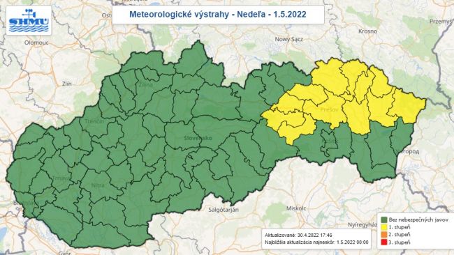 SHMÚ: Na východe Slovenska sa môže nadránom vyskytnúť prízemný mráz