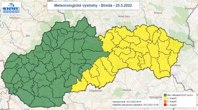 SHMÚ: Na východe i juhu stredného Slovenska sa môžu vyskytnúť búrky
