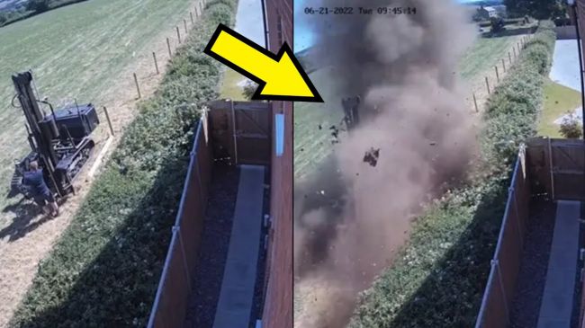 Video: Mužovi pri stavaní plotu explodovala zem pod nohami