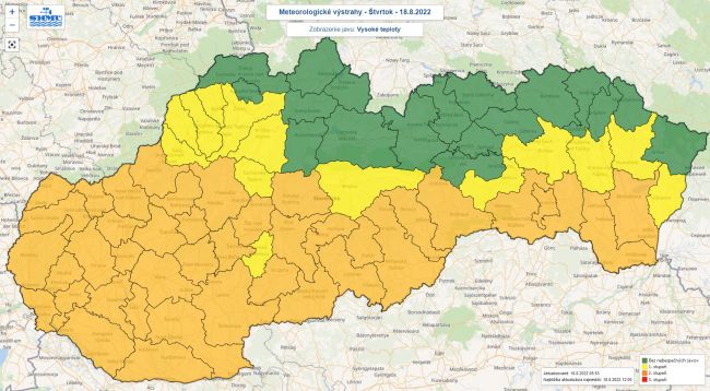 SHMÚ vydal na štvrtok výstrahy, teploty môžu dosahovať až 37 stupňov Celzia