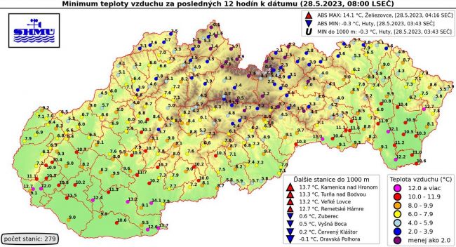 SHMÚ zaznamenal mínusové teploty v tejto časti Slovenska