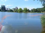 Hladina jazera sa sfarbila dočervena, na mieste zasahovala polícia 