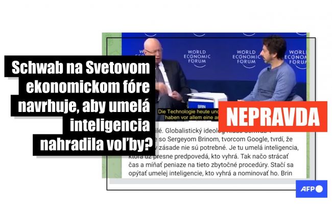 HOAX: Klaus Schwab nenavrhol, aby umelá inteligencia nahradila voľby