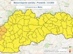 SHMÚ: Pre niektoré okresy platí druhý stupeň výstrahy pred búrkami