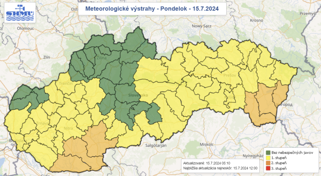 SHMÚ: Na Slovensku platia výstrahy pred teplom aj búrkami