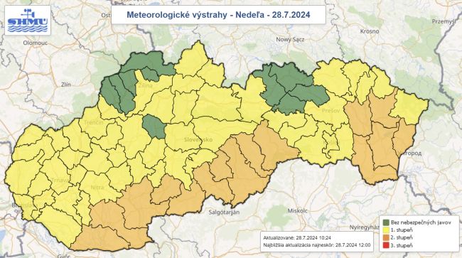 SHMÚ upozorňuje na vysoké teploty, silnejší vietor a búrky