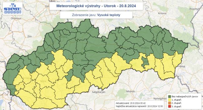 SHMÚ: V niektorých okresoch Slovenska platia výstrahy pred teplom aj búrkami