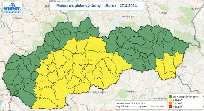 SHMÚ: V utorok môžu byť na Slovensku vysoké teploty aj búrky