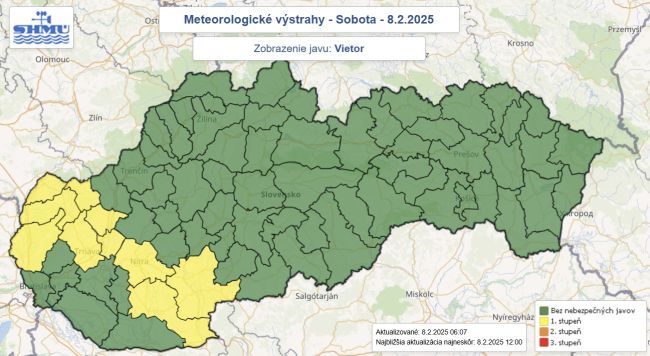 V niektorých okresoch západného Slovenska môže byť silnejší vietor