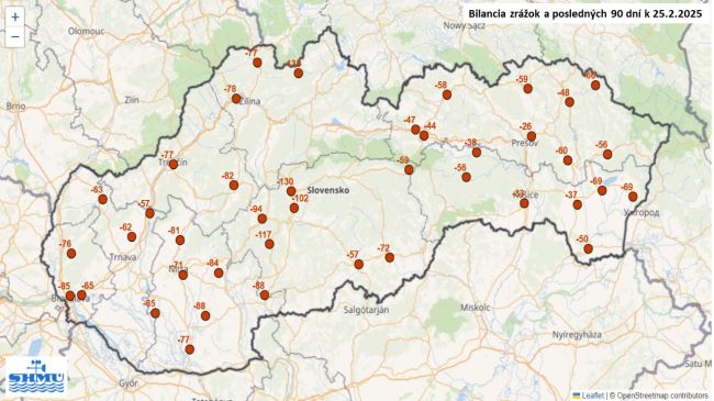 SHMÚ: Naďalej pretrváva výrazný a plošný nedostatok zrážok, sucho sa prehlbuje