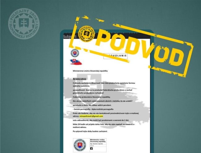 Polícia upozorňuje na falošné predvolania zasielané na e-mail